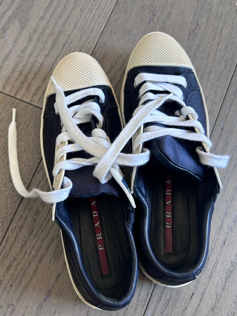 Prada Black & White Low-Top Canvas Sneakers